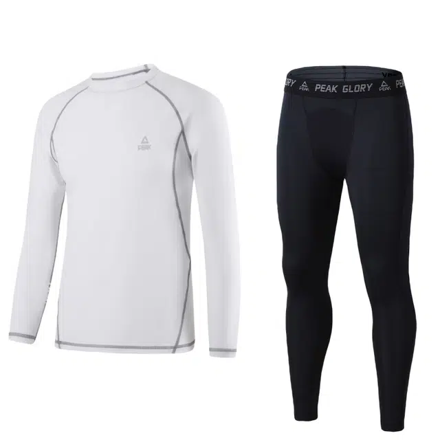 匹克 透气速干弹力塑形紧身长袖长裤健身套装 男款