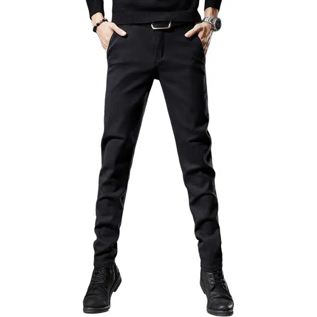 贵色 纯色商务微弹中腰休闲裤 男款 黑色