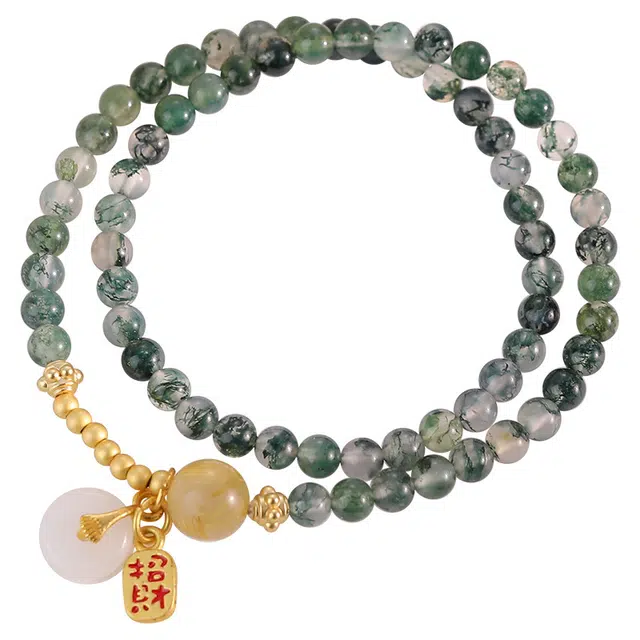 岁月静好 国风新中式本命年转运珠 双圈叠戴 时尚轻奢高级感精致闪耀气质优雅手饰 温润素雅宫廷风 #好运 玛瑙 手串 男女同款情侣款