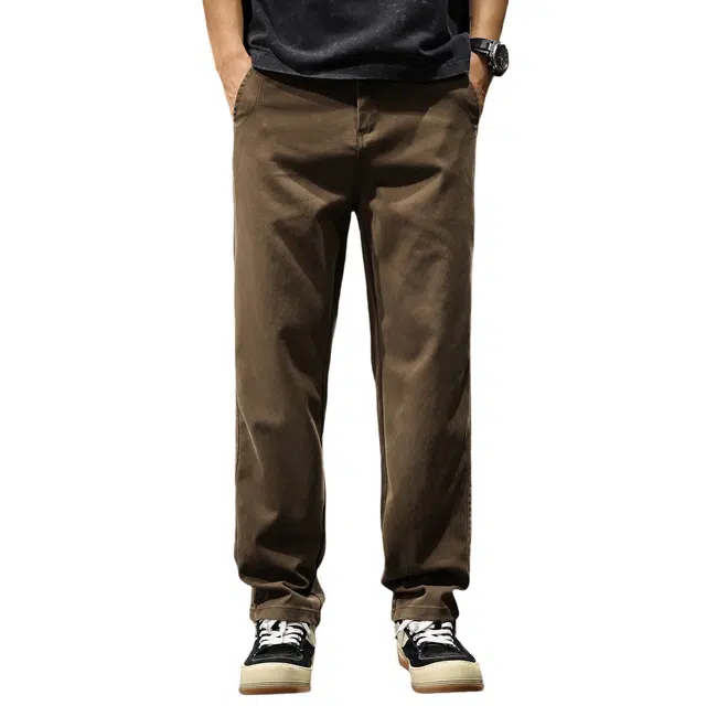 路杰邦 潮流工装美式宽松直筒垂感时尚百搭休闲裤 男款 咖啡色