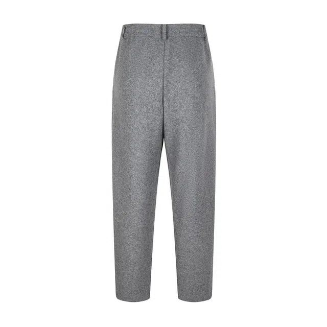 速写 羊毛混纺宽松锥形裤纯色长裤休闲裤 男款 中杂灰