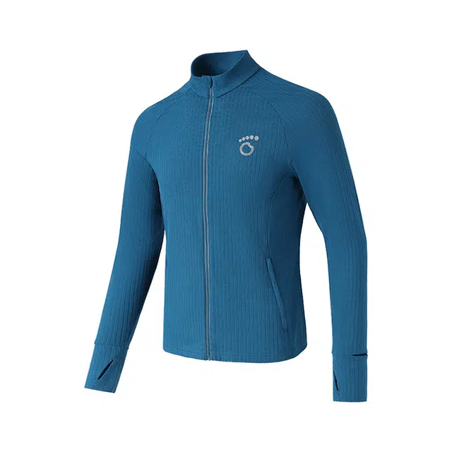 马孔多 吸湿速干手表孔拇指洞马拉松运动田径服 男款 风暴蓝绿