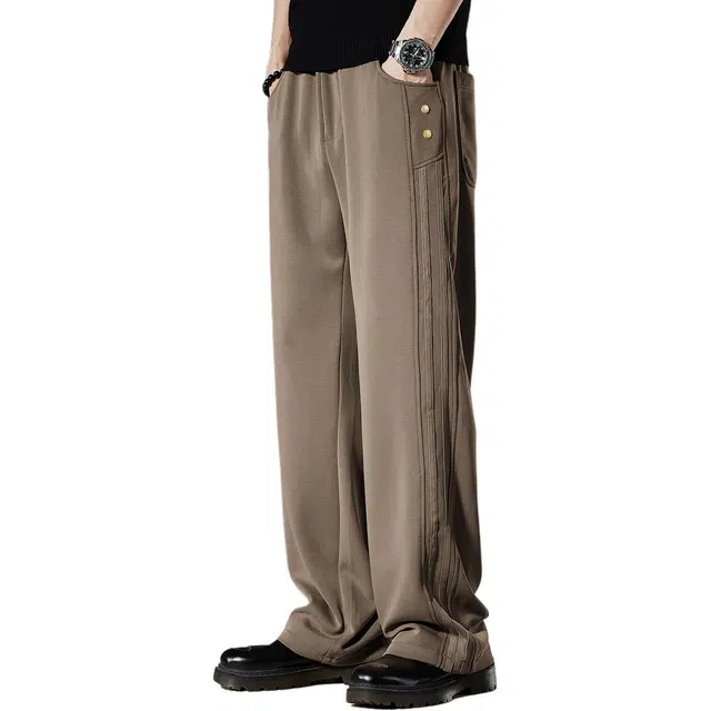 贵色 条纹高端美式潮牌微弹休闲裤 男款 咖啡