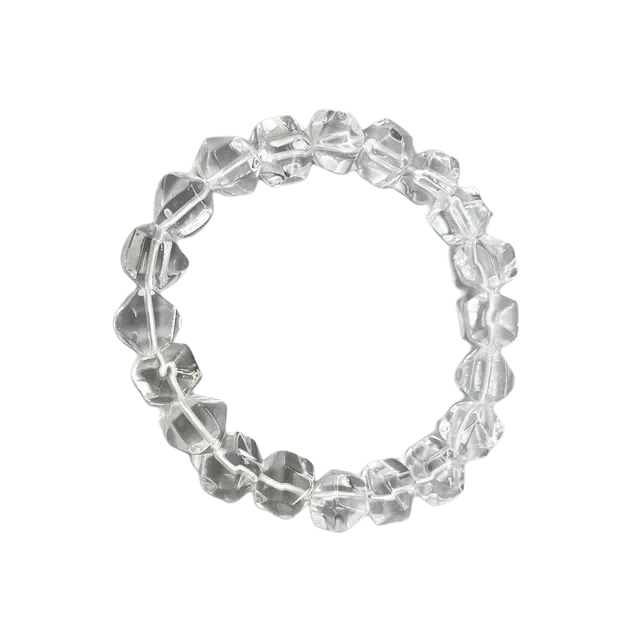 迈奇的礼物 好运自然不规则透明白色晶珠子散珠串珠天然 白水晶 手串 女款