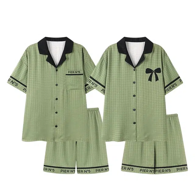 俏韵 休闲舒适短袖高级感家居服睡衣套装 男女同款