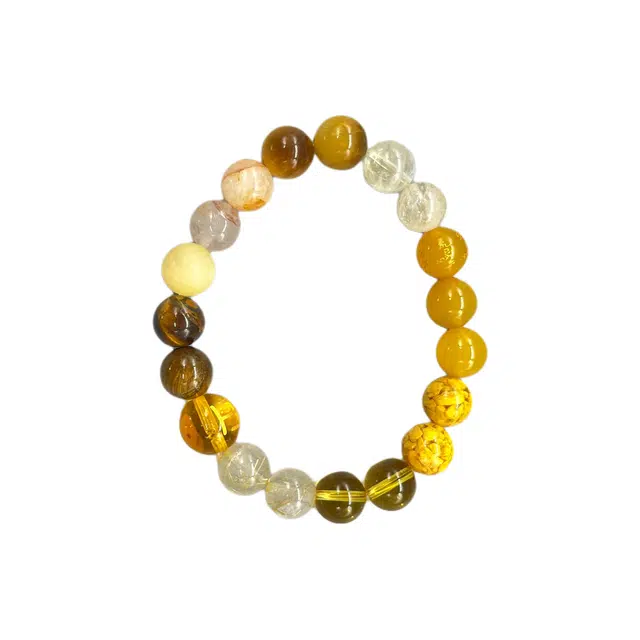 迈奇的礼物 五行补土缺土好运自然玛瑙玉髓发晶天然 白水晶 手串 男女同款情侣款