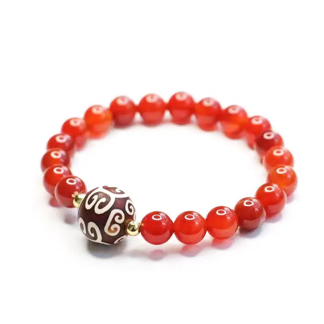 【做个富婆】 琉堇 旺桃花招财平安守护回纹天珠手饰 新中式复古国潮风高级感气质朱事顺利转运珠#好运天然 玛瑙 玉石手串 女款
