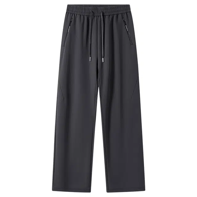 贵人鸟 纯色中腰宽松直筒系带休闲裤 男女同款