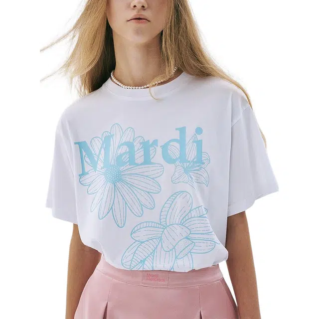 MARDI MERCREDI TSHIRT TRIPLE FLOWER_WHITE SKY SS25T