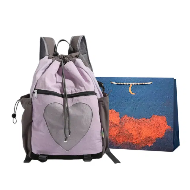 爱尔绅特 轻便桃心设计户外徒步登山大容量露营包旅行书包出行 尼龙 双肩包 常规 男女同款情侣款 多色