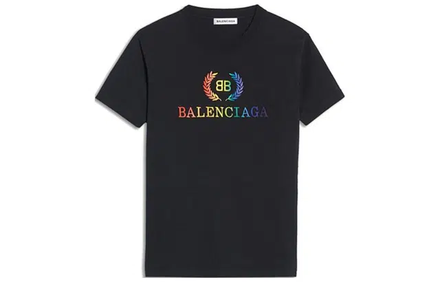 Balenciaga Rainbow Logo T-Shirt Black