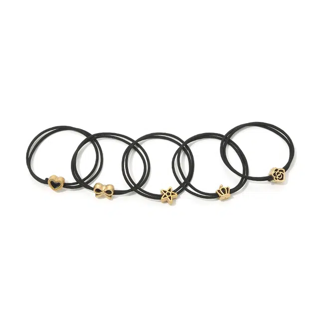 如花梦 简约黑色皮筋扎头发绳高弹力耐用发圈韩国高级感扎马尾 合金 头绳 女款