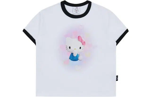 acme de la vie Sanrio Hello Kitty 3d Artwork Middle Crop Short Sleeve T-Shirt T