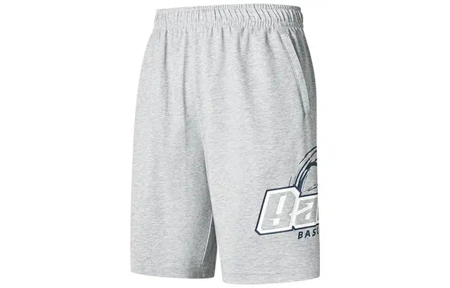 乔丹 休闲透气针织字母印花松紧五分运动短裤 男款 灰花灰