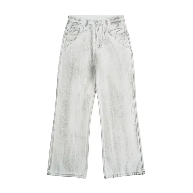 隐狼世家 美式脏染直筒宽松个性百搭牛仔裤 男款 脏白