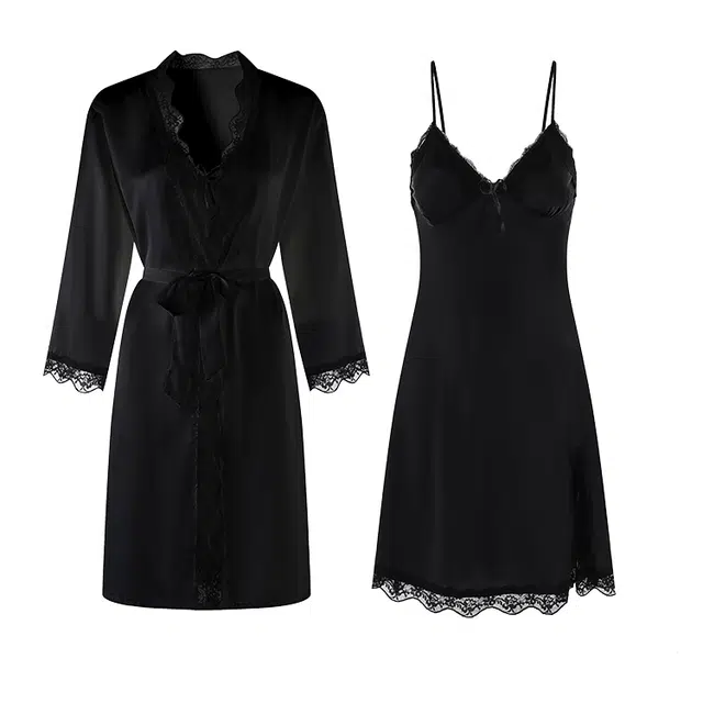 潞优野 吊带带胸垫长袖纯色舒适亲肤简约睡衣套装 女款