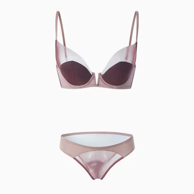 潞优野 性感网纱聚拢钢圈大胸显小内衣裤套装 女款