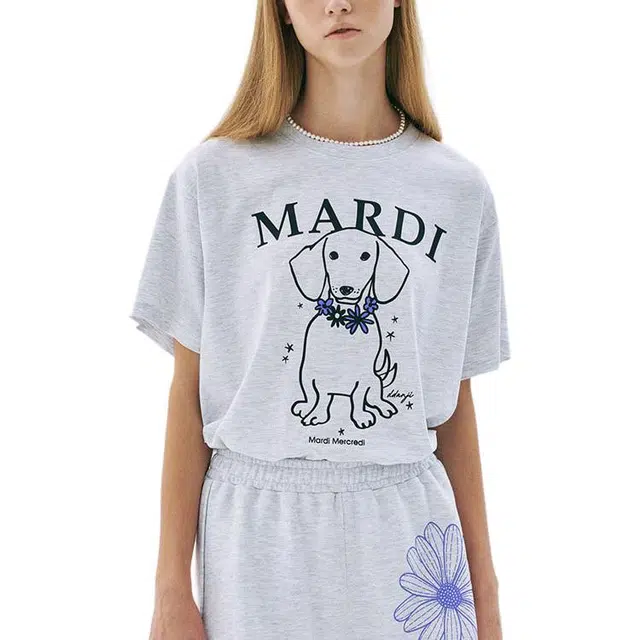 MARDI MERCREDI TSHIRT SWING THE TAIL DDANJI FLOWER NECKLACE_HEATHER PURPLE SS25 T