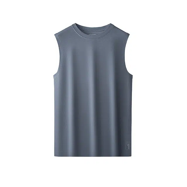 对你的私语 纯色圆领套头可外穿抗皱背心 男款