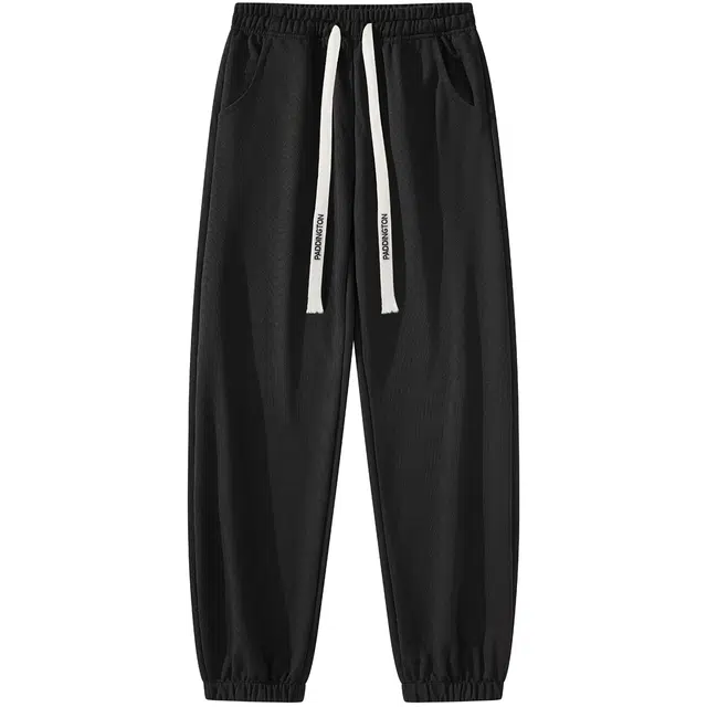 帕丁顿熊 基础款纯色垂感百搭宽松刺绣抽绳束脚休闲裤 男女同款