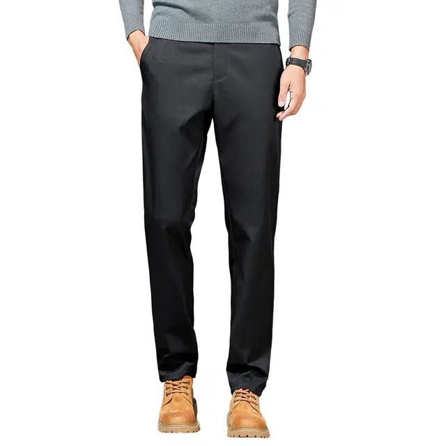 富铤 纯色美式基础款舒弹有型耐穿易打理挺括直筒百搭通勤休闲裤 男款