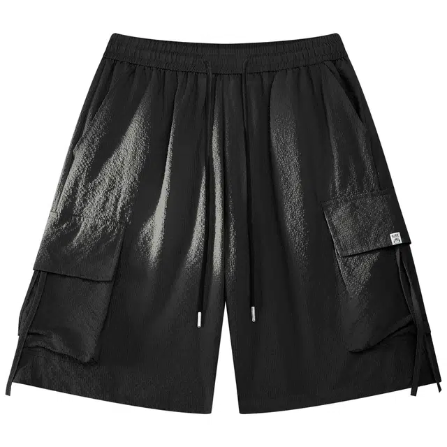 吾皇猫 美式复古纯色简约基础款学院风大口袋工装五分宽松潮流潮牌时尚百搭舒适透气多口袋休闲短裤 男女同款