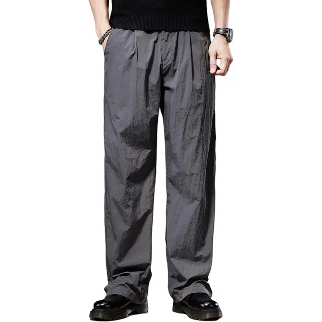 贵色 纯色无弹美式中腰休闲裤 男款