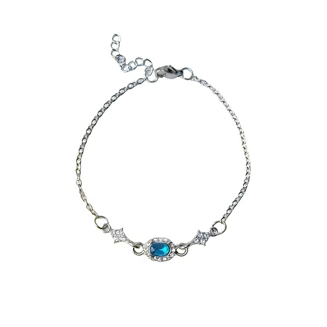 前方大荒野 苍蓝冰蛋星星清冷风轻奢氛围感日常百搭时尚简约小众设计独特精致可调节 锆石 手链 女款