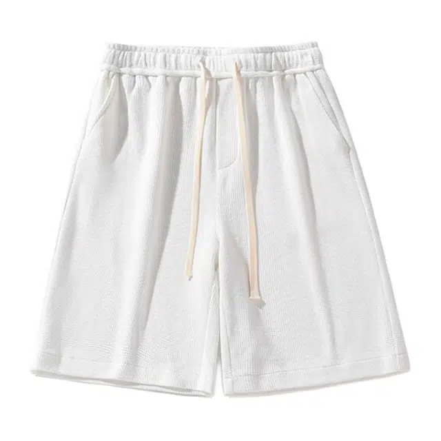 加荣 纯色百搭舒适宽松五分休闲短裤 男女同款