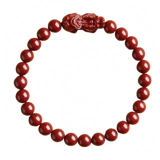 石在行 新中式 复古国潮国风 福禄圆满 气质时尚学生 高级感小众好运貔貅再造辰砂 朱砂 玉石手串 男女同款情侣款