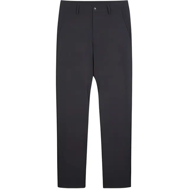 才子 纯色中腰拉链高弹直筒休闲裤 男款