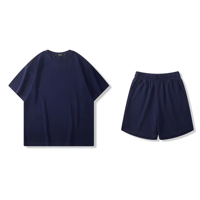 我是大卫 新款宽松男韩版潮流圆领短袖透气休闲运动套装 男款