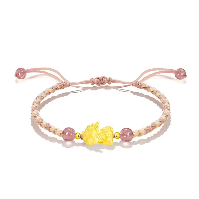 【招财纳福|福运连连】 希遇 国潮八方来财吞金兽 小众转运事事如意粉色可爱貔貅#好运 合金 手绳 男女同款情侣款