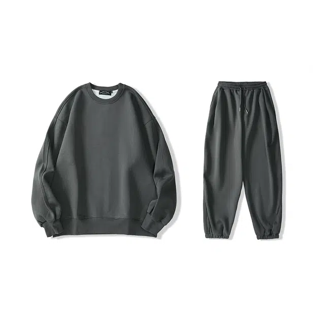 我是大卫 纯色直筒百搭韩版休闲裤简约风卫衣套装 男女同款