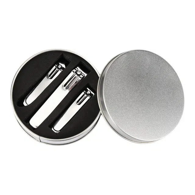 馨枕居 修甲护理方形圆形马口盒指甲钳三件套 喷砂防飞溅