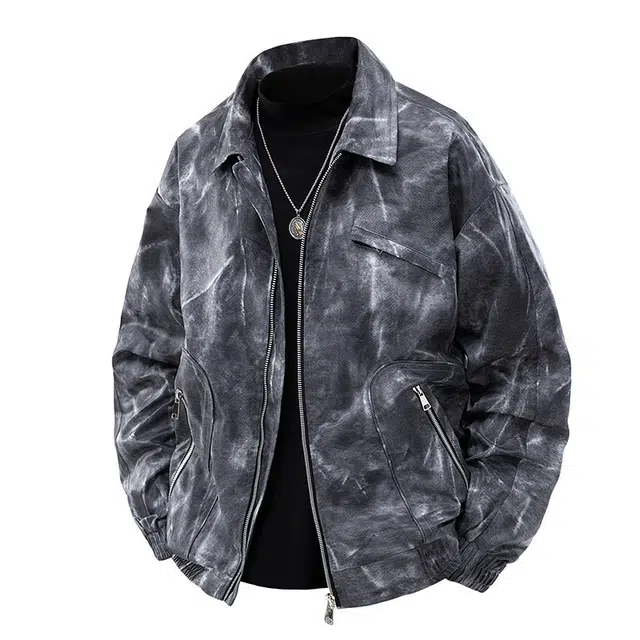 雅鹿 时尚宽松扎染休闲百搭长袖夹克外套 男款