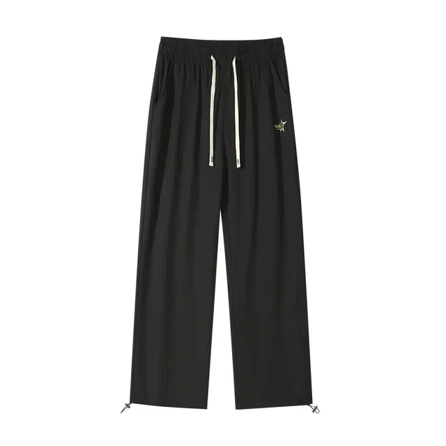 星际者 纯色基础空调速干透气轻薄亲肤凉爽舒适高街垂感松紧抽绳宽松直筒休闲裤 男女同款