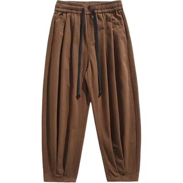 轻迎 美式纯色百搭系带束脚休闲裤 男款