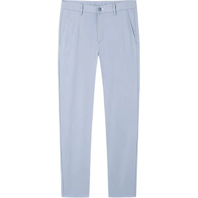 才子 微弹修身中腰纯色直筒长裤休闲裤 男款 浅蓝色