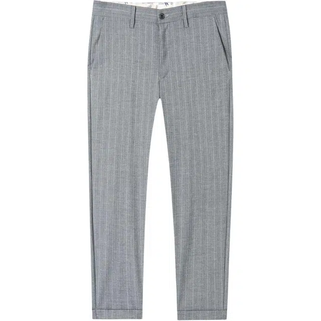 才子 时尚竖条纹中腰九分休闲裤 男款 灰色