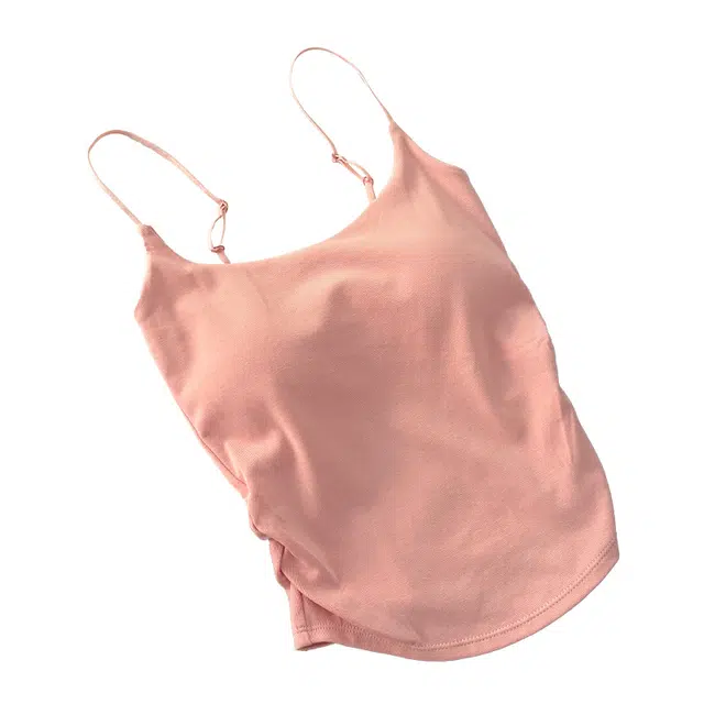 俞兆林 纯色简约带胸垫舒适甜美褶皱吊带 女款 粉色