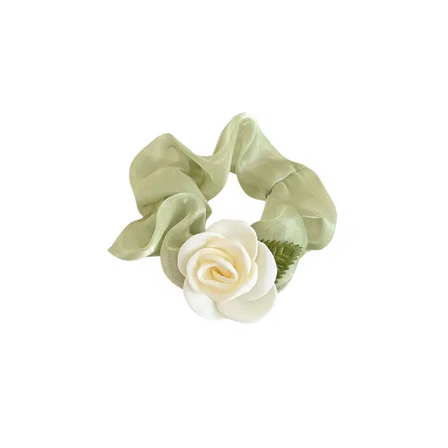水中玉 超仙森系山茶花大肠发圈高级感扎头发发绳头花发饰 皮筋 头绳 女款