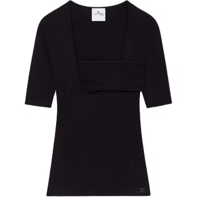 COURREGES SS25 INFINITY RIB KNIT SWEATER T BLACK