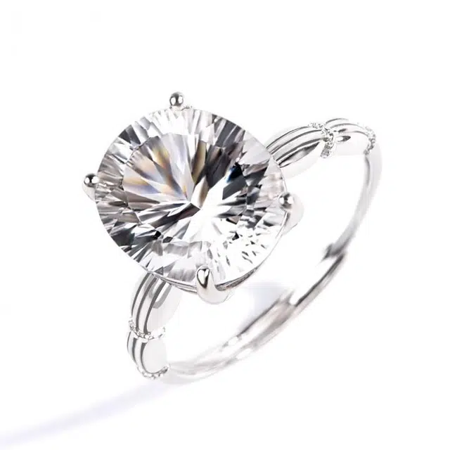 迈奇的礼物 好运自然千禧切工轻奢高级感小众设计天然 白水晶 戒指 女款