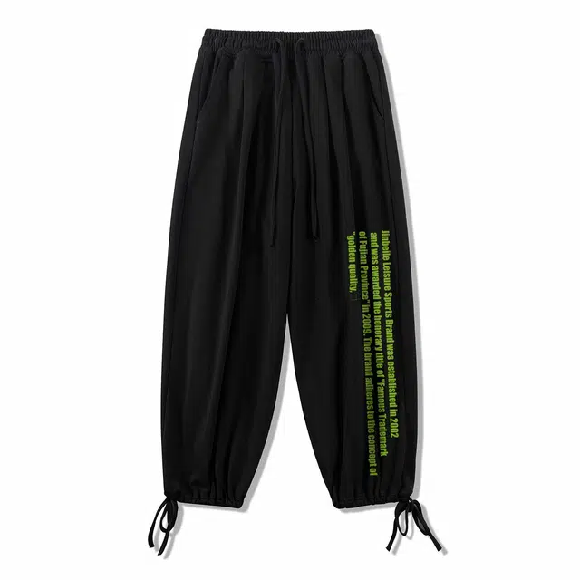 金贝勒 时尚百搭潮流设计字母印花中腰宽松简约个性质感设计运动出街日常活力垂感无性别主义束脚系带休闲裤 男女同款