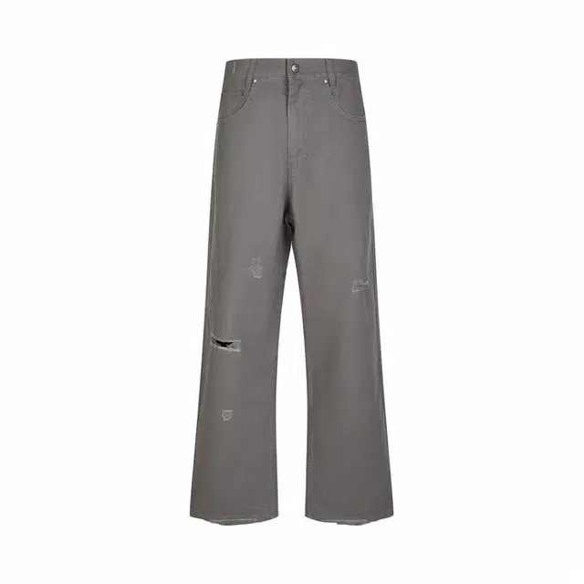 速写 平纹宽松破坏直筒休闲裤 男款 深驼灰