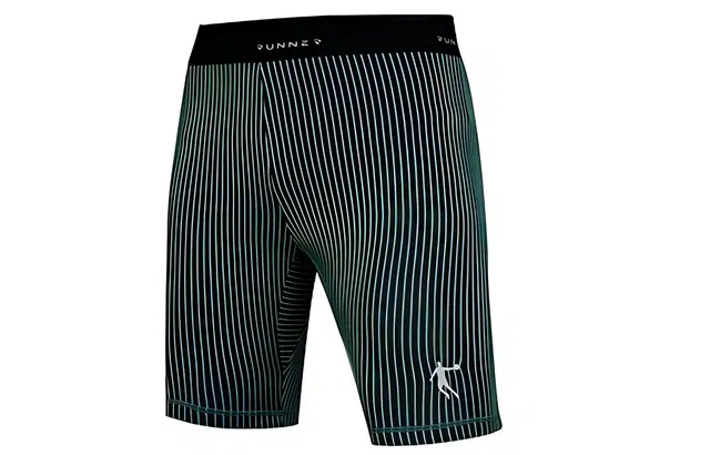 乔丹 条纹中腰紧身运动短裤 男款 智能绿电闪蓝黑色