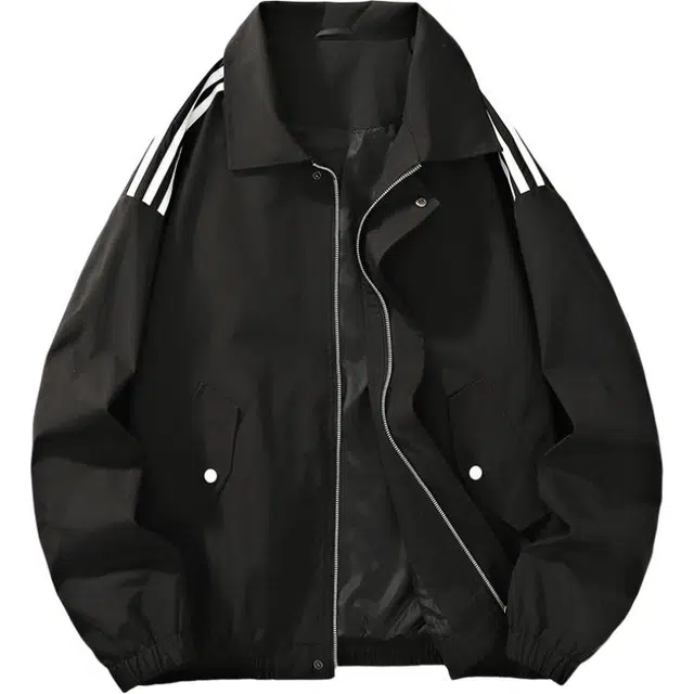 雅鹿 飞行休闲宽松运动落肩纯色宽松工装翻领长袖夹克外套 男款