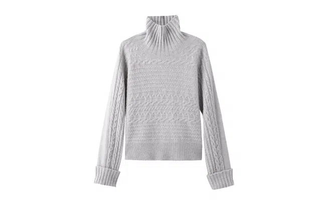 花栗鼠小姐 宽松舒适高领短款内搭麻花毛衣 女款