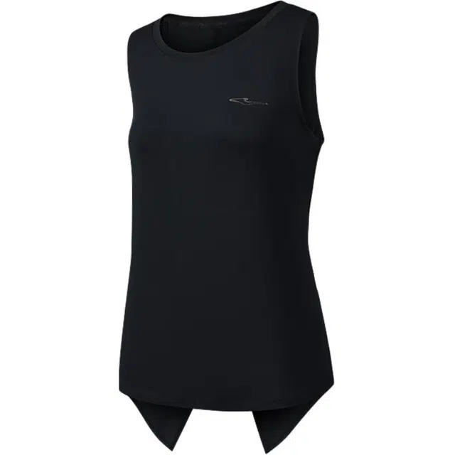 鸿星尔克 综训系列 舒适休闲简约纯色圆领套头透气背心 女款 正黑